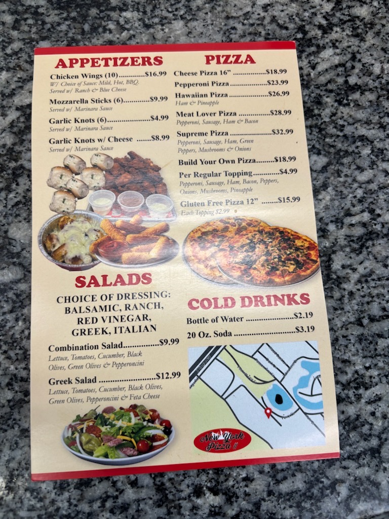 New York Pizza Menu